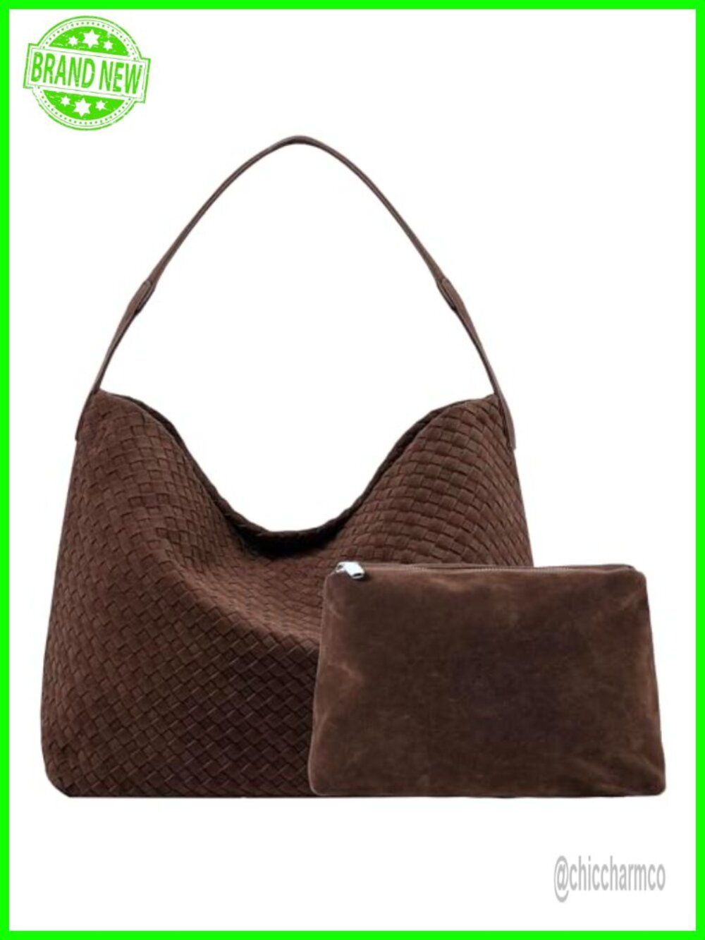 Vegan Leather Woven Tote Bag Large Hobo Crossbody Shoulder Slouchy Handbag